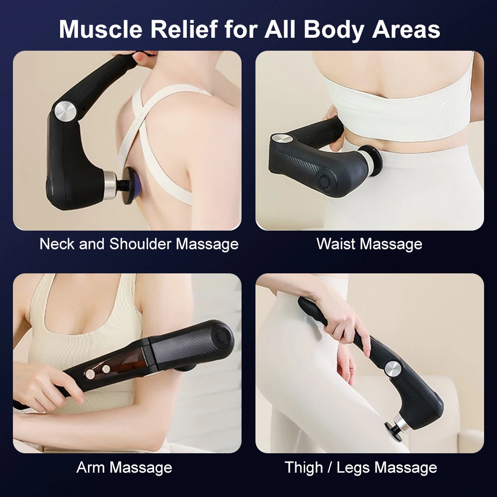 Electric Massage Gun with Extended Handle — Hot & Cold + 10 Heads
