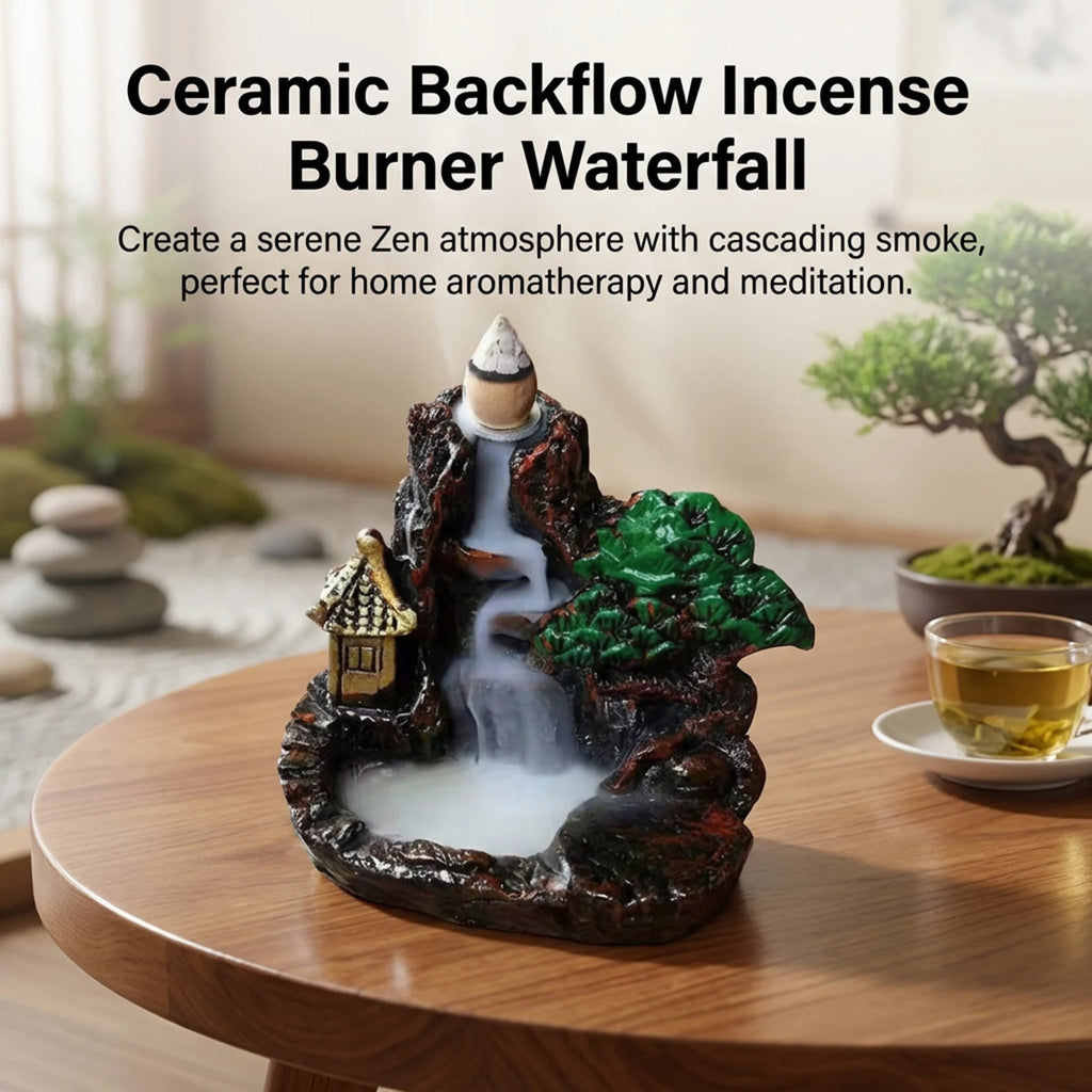 Resin Backflow Incense Home Ornament Mountains River Waterfall Reflux Incense Burners Fountain Backflow Aroma Incense Holder