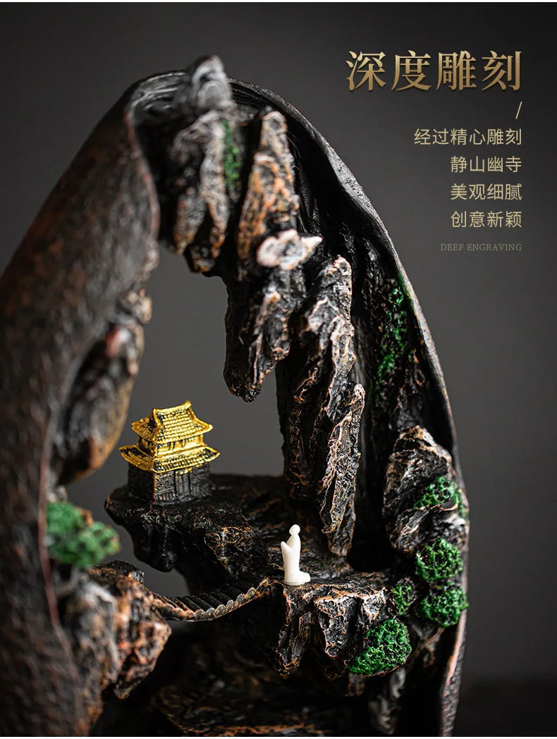 Asking Buddha Backflow Incense Burner, Sandalwood Agarwood Burner, Living Room Tea Ceremony Creative Gifts Ornament,