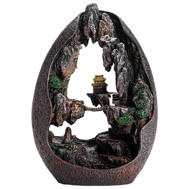 Asking Buddha Backflow Incense Burner, Sandalwood Agarwood Burner, Living Room Tea Ceremony Creative Gifts Ornament,