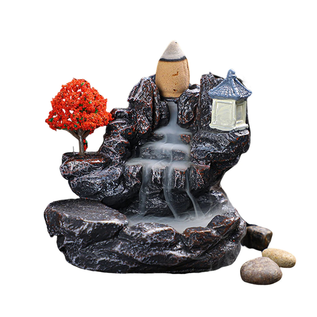 Resin Backflow Incense Home Ornament Mountains River Waterfall Reflux Incense Burners Fountain Backflow Aroma Incense Holder