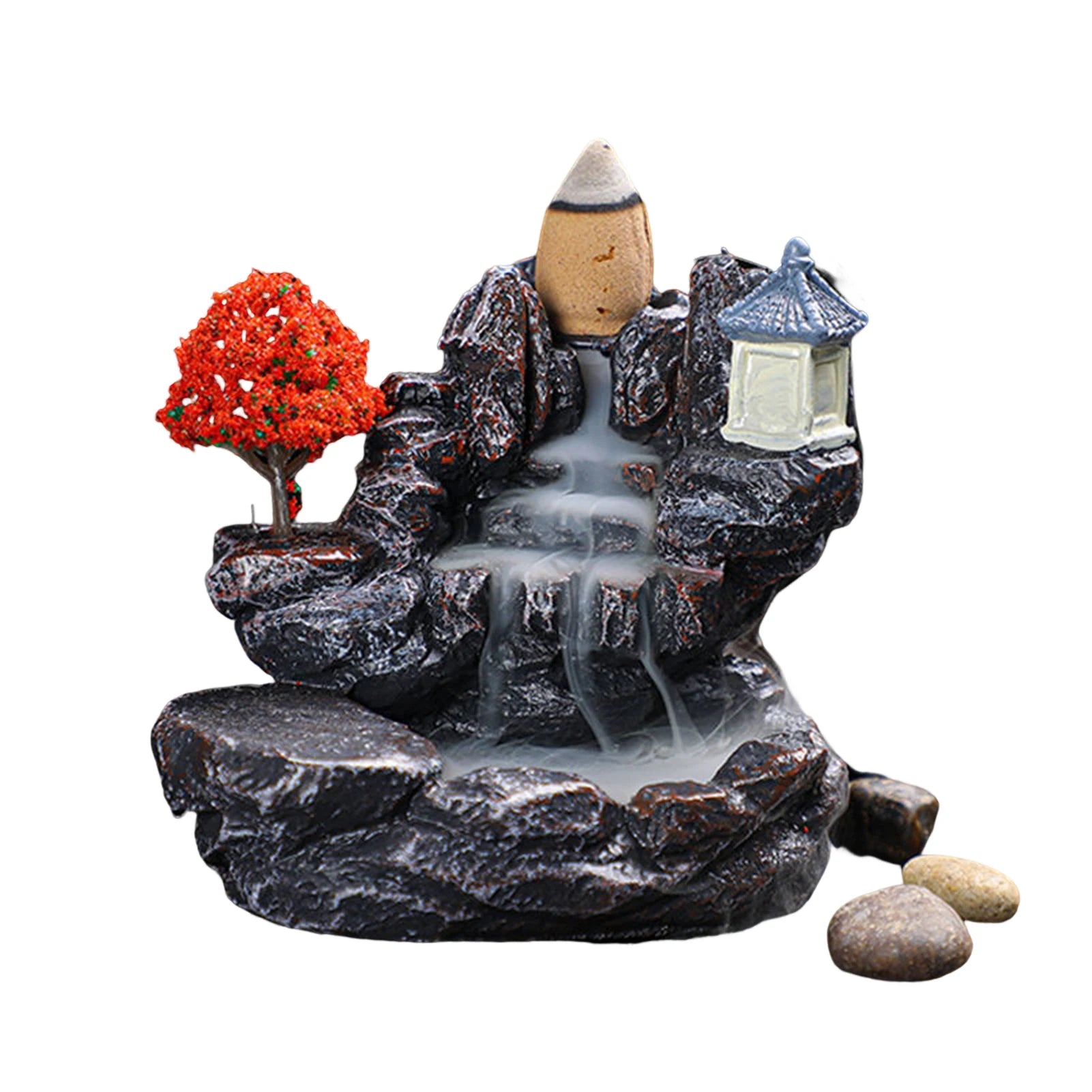Resin Backflow Incense Home Ornament Mountains River Waterfall Reflux Incense Burners Fountain Backflow Aroma Incense Holder