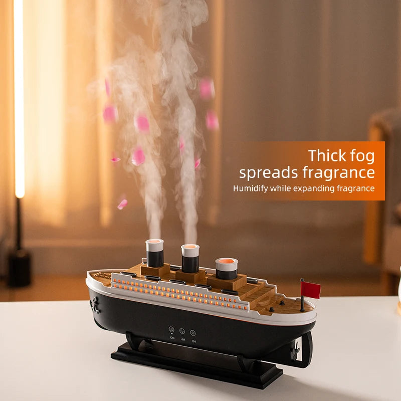 250ml Titanic Ship Model Decoration Air Humidifier Essential Oil Diffuser Jellyfish Smoke Ring Spray Aroma Diffuser For Home