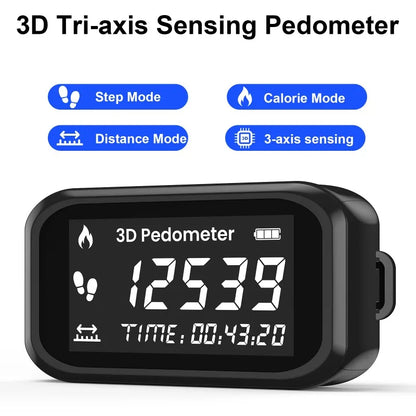 Rechargeable Pedometer with LCD Display — Waist Clip & Armband