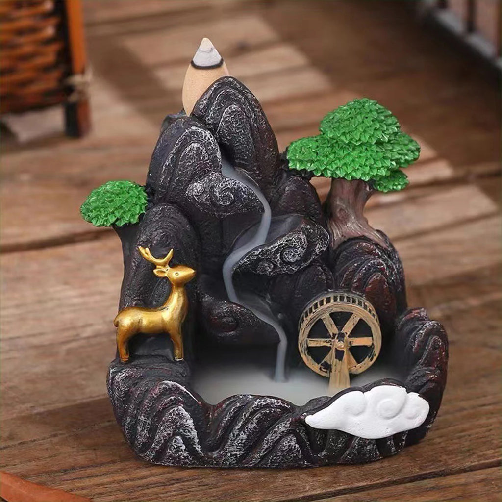 Resin Backflow Incense Home Ornament Mountains River Waterfall Reflux Incense Burners Fountain Backflow Aroma Incense Holder