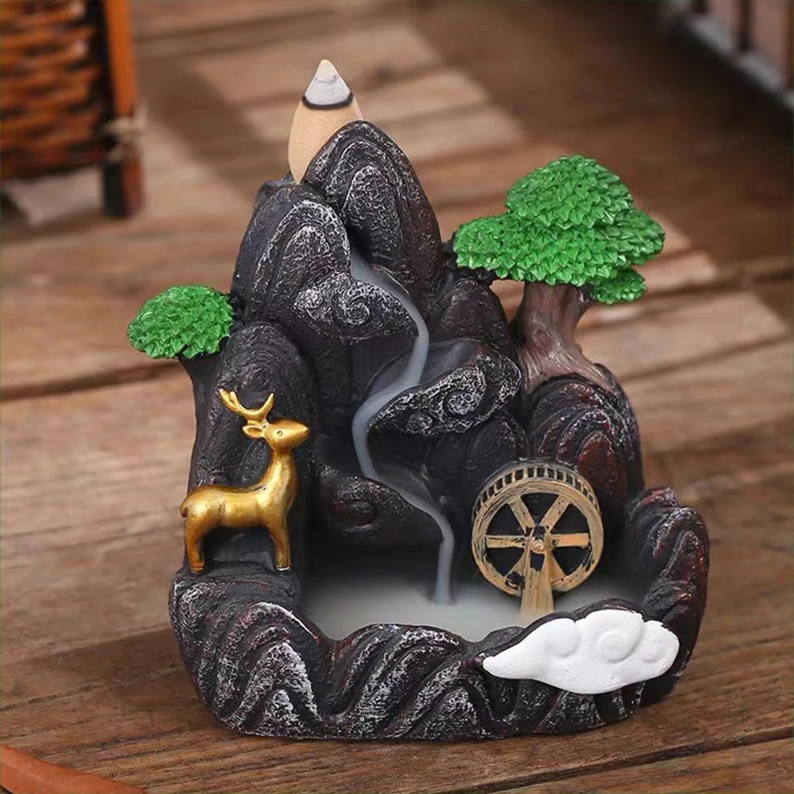 Resin Backflow Incense Home Ornament Mountains River Waterfall Reflux Incense Burners Fountain Backflow Aroma Incense Holder