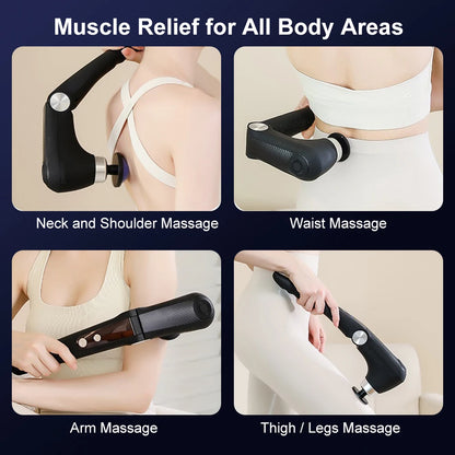 Electric Massage Gun with Extended Handle — Hot & Cold + 10 Heads
