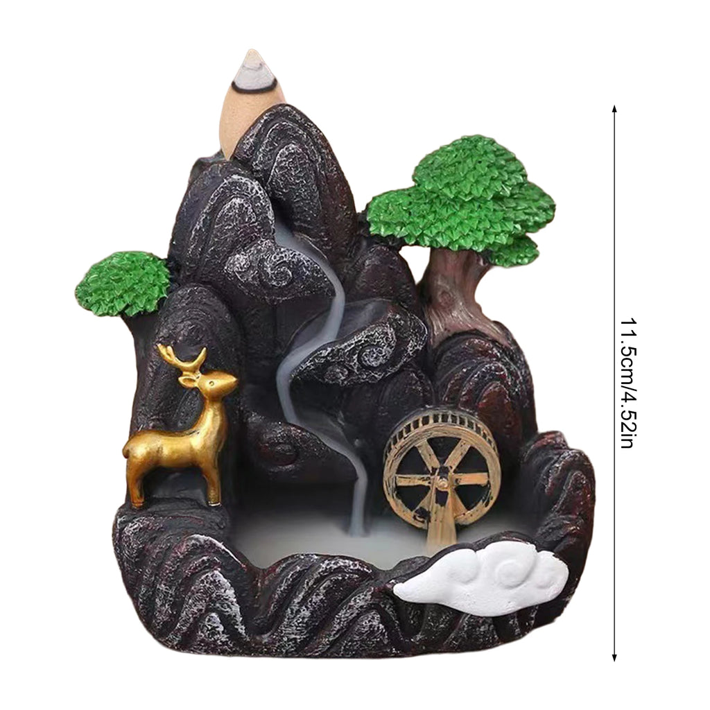 Resin Backflow Incense Home Ornament Mountains River Waterfall Reflux Incense Burners Fountain Backflow Aroma Incense Holder