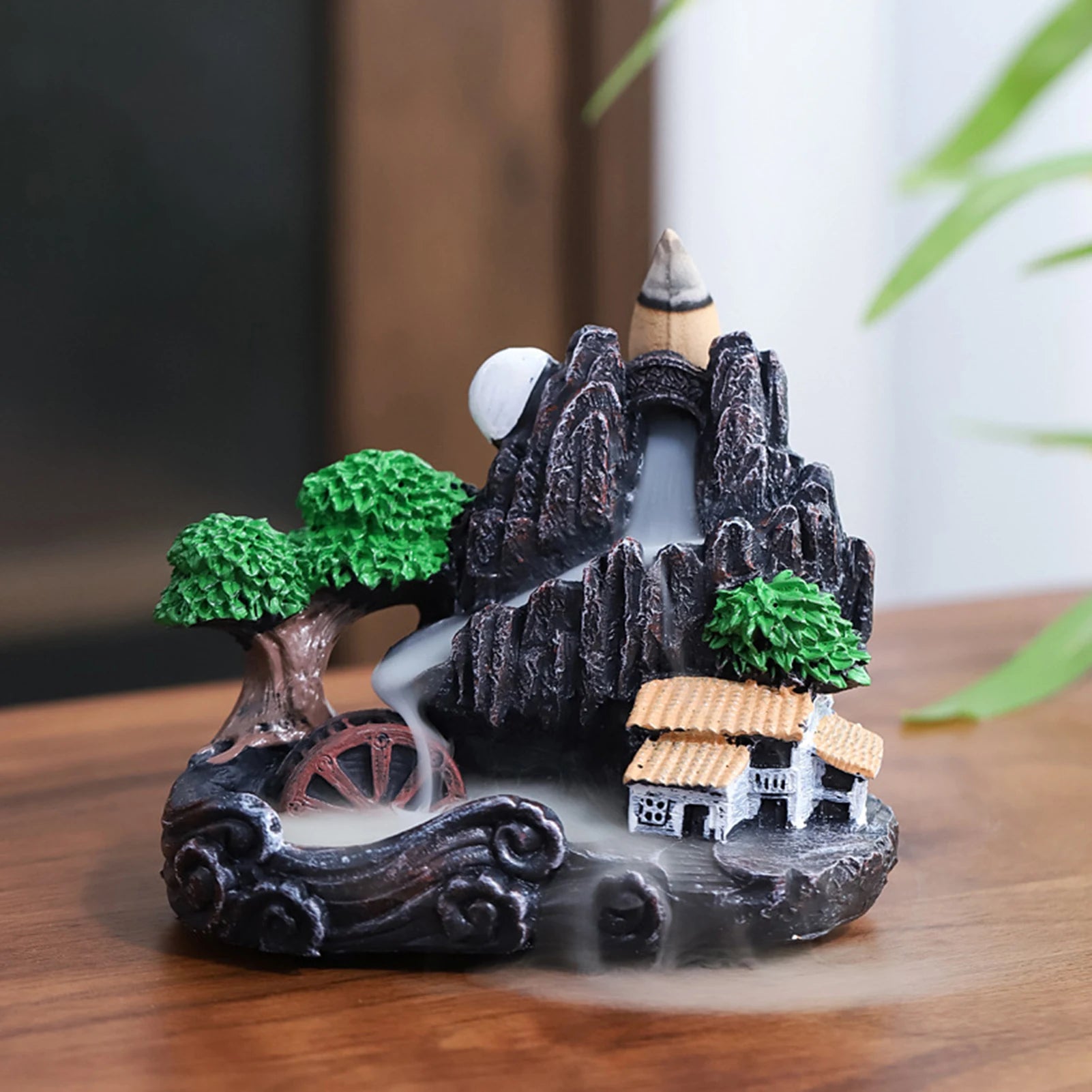 Resin Backflow Incense Home Ornament Mountains River Waterfall Reflux Incense Burners Fountain Backflow Aroma Incense Holder