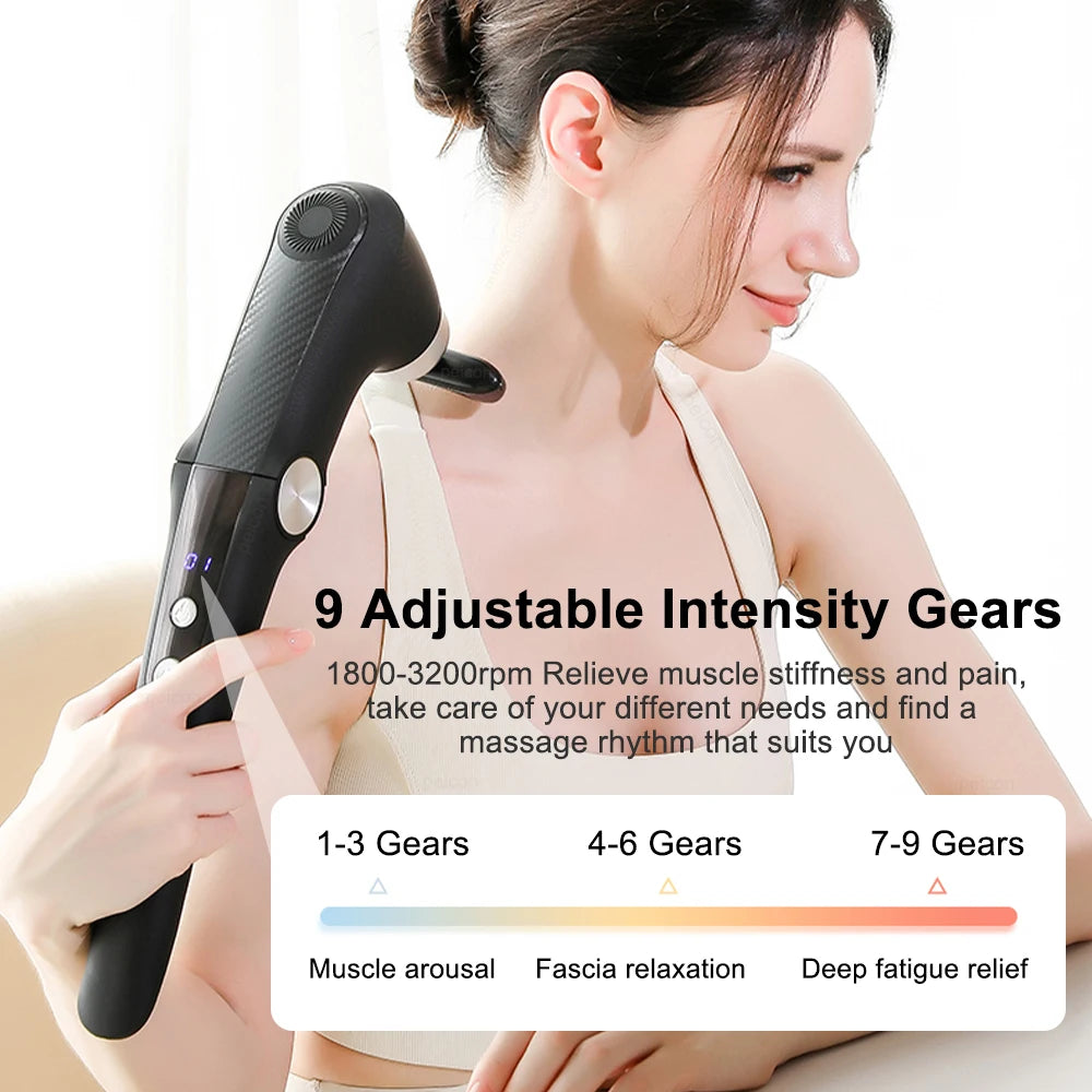 Electric Massage Gun with Extended Handle — Hot & Cold + 10 Heads