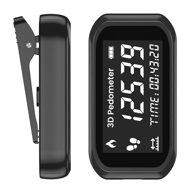 Rechargeable Pedometer with LCD Display — Waist Clip & Armband