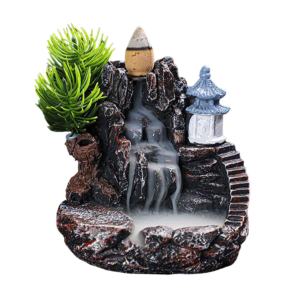 Resin Backflow Incense Home Ornament Mountains River Waterfall Reflux Incense Burners Fountain Backflow Aroma Incense Holder