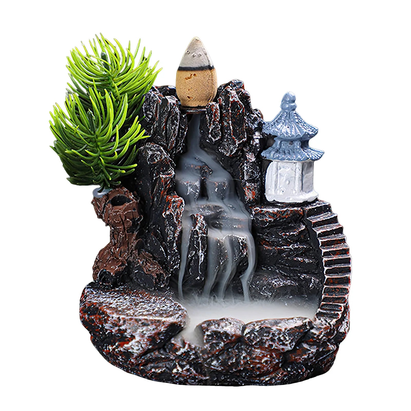 Resin Backflow Incense Home Ornament Mountains River Waterfall Reflux Incense Burners Fountain Backflow Aroma Incense Holder