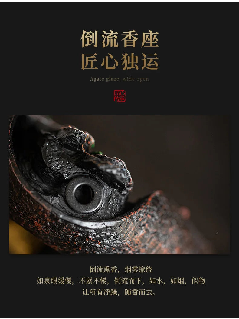 Asking Buddha Backflow Incense Burner, Sandalwood Agarwood Burner, Living Room Tea Ceremony Creative Gifts Ornament,