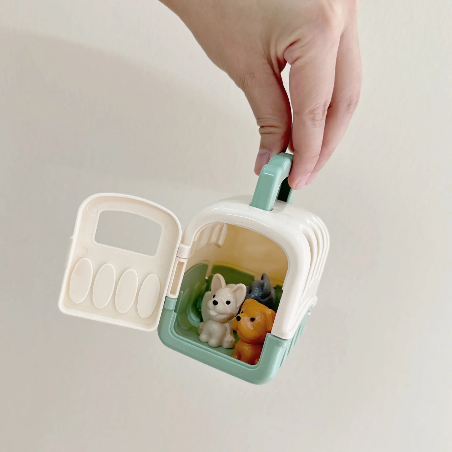 8pcs/set Cute Dog Pet Basket Family Toys Dog Doll Set Dog Cage Toys Scene Playing Toys Christmas Decoration  Gifts