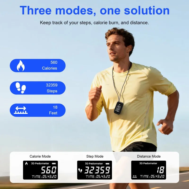 Rechargeable Pedometer with LCD Display — Waist Clip & Armband