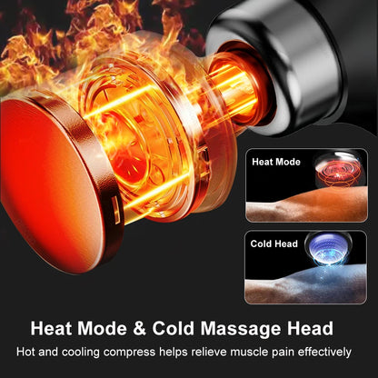 Electric Massage Gun with Extended Handle — Hot & Cold + 10 Heads