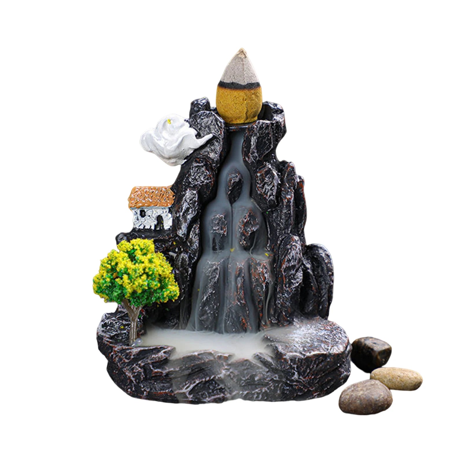 Resin Backflow Incense Home Ornament Mountains River Waterfall Reflux Incense Burners Fountain Backflow Aroma Incense Holder