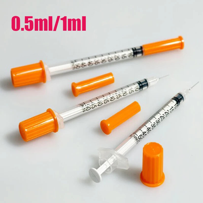 20/50/100pcs 1ml 0.5ml 30G 31G Pet Animal Dog Cat Disposable Syringe Plastic Veterinary Syringe With Needles Medical Supplies