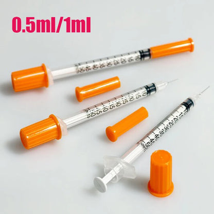 20/50/100pcs 1ml 0.5ml 30G 31G Pet Animal Dog Cat Disposable Syringe Plastic Veterinary Syringe With Needles Medical Supplies