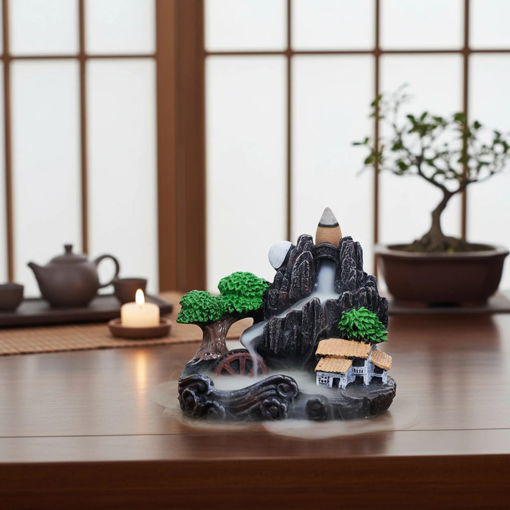 Resin Backflow Incense Home Ornament Mountains River Waterfall Reflux Incense Burners Fountain Backflow Aroma Incense Holder