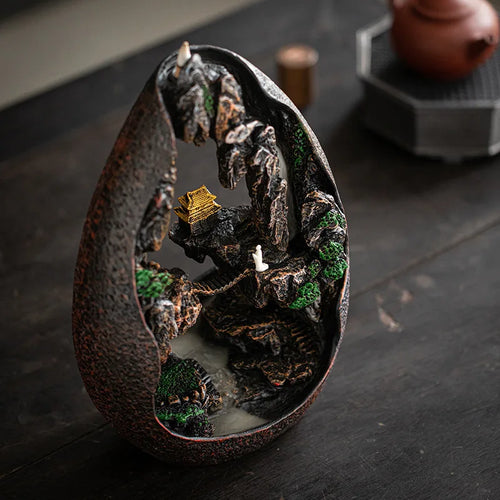 Asking Buddha Backflow Incense Burner, Sandalwood Agarwood Burner, Living Room Tea Ceremony Creative Gifts Ornament,