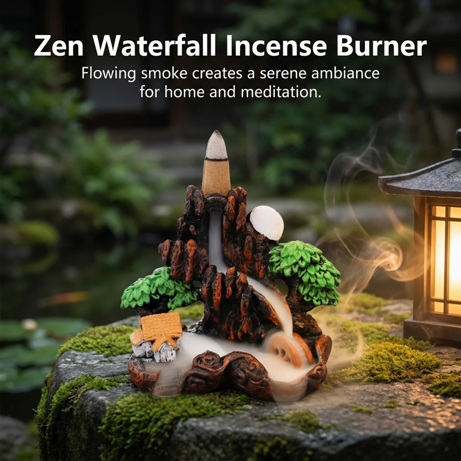 Resin Backflow Incense Home Ornament Mountains River Waterfall Reflux Incense Burners Fountain Backflow Aroma Incense Holder