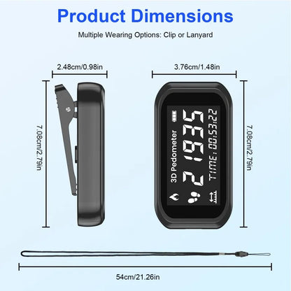 Rechargeable Pedometer with LCD Display — Waist Clip & Armband