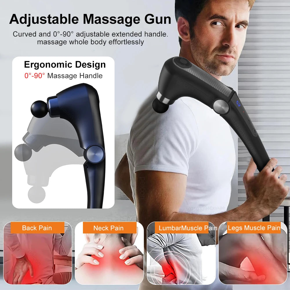 Electric Massage Gun with Extended Handle — Hot & Cold + 10 Heads