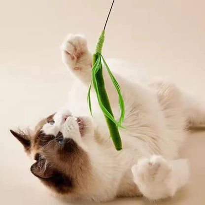 New Cat toys, dog tail grass teasing cat pole feather pole wire cat toys, feather pole, flexible wire durable pet supplies