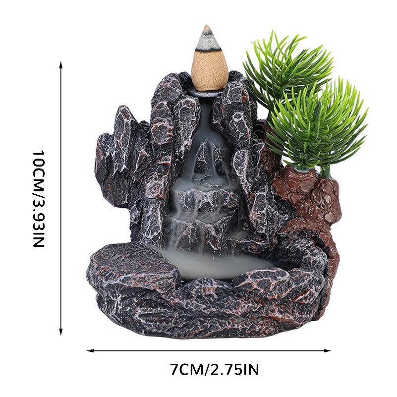 Resin Backflow Incense Home Ornament Mountains River Waterfall Reflux Incense Burners Fountain Backflow Aroma Incense Holder