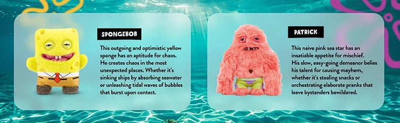 ZURU Fuggler Spongebob Plush Toy Cute Funny Patrick Star Stuffed Animals Soft Plushies Tooth Monster Doll Children Toys Birthday