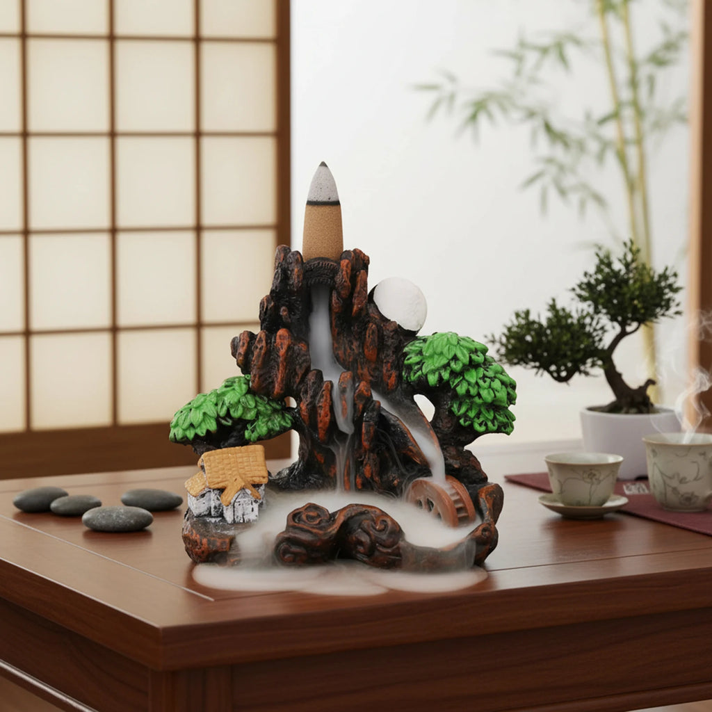 Resin Backflow Incense Home Ornament Mountains River Waterfall Reflux Incense Burners Fountain Backflow Aroma Incense Holder